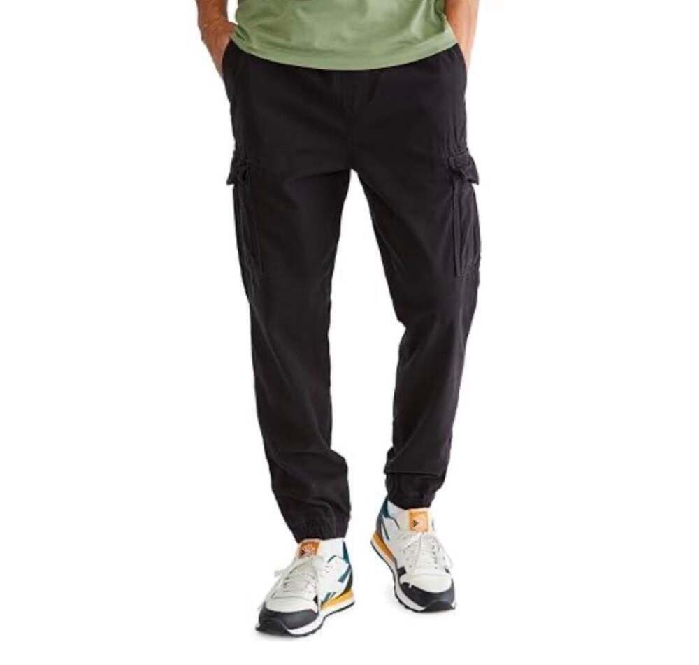 Aeropostale Men's Aero Cotton Twill Cargo Jogger Pants Black